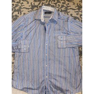 Bugatchi Uomo‎ blue plaid long sleeve button down shirt